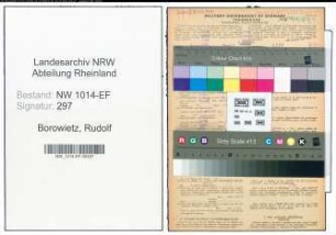 Entnazifizierung Rudolf Borowietz , geb. 13.11.1898 (Kaufmaennischer Angestellter)