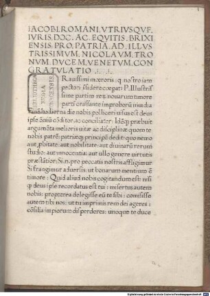 Congratulatio pro patria ad Nicolaum Tronum
