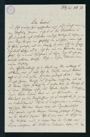 Brief vom 21. Okt. 1874