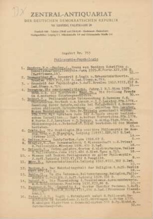 Nr. 753: Philosophie-Psychologie