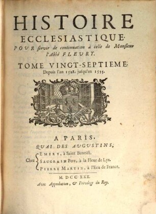 Histoire Ecclesiastique. 27, Depuis l'an 1528. jusqu'en 1535