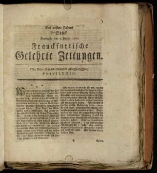 Ites Stück Freytags, den 1. Januar. 1762. - Xtes Stück Dienstags, den 2. Februar. 1762.