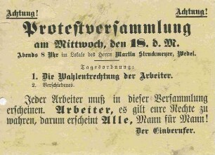 Flugblatt zur Protestversammlung