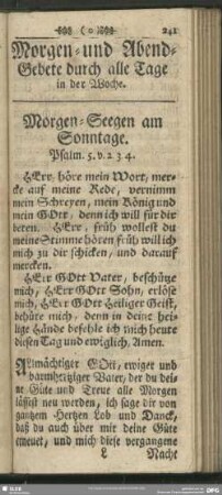 Morgen- und Abend-Gebete durch alle Tage in der Woche