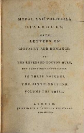 Moral And Political Dialogues : With Letters On Chivalry And Romance ; In Three Volumes. 3