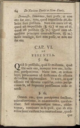 Cap. VI. De Essentia.