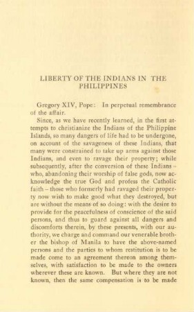 Liberty of the Indians in the Philippines
