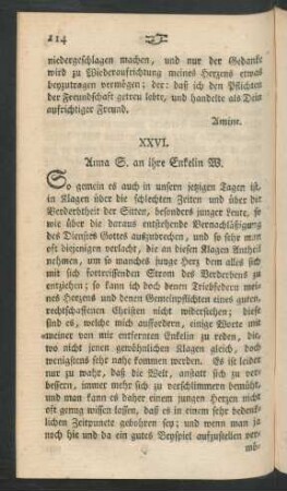 XXVI. Anna S. an ihre Enkelin W.