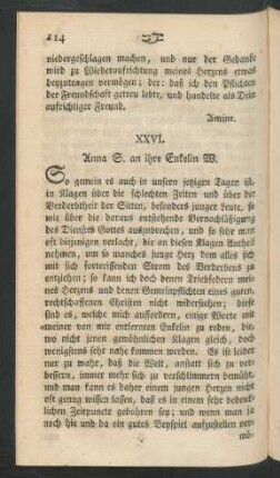 XXVI. Anna S. an ihre Enkelin W.