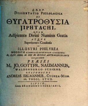Diss. philol. de thygatrothysia Iiphtachi
