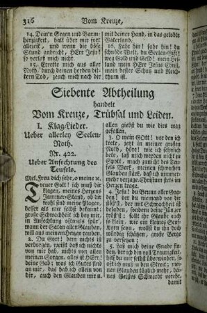 Siebente Abtheilung handelt Vom Kreuze, Trübsal und Leiden.