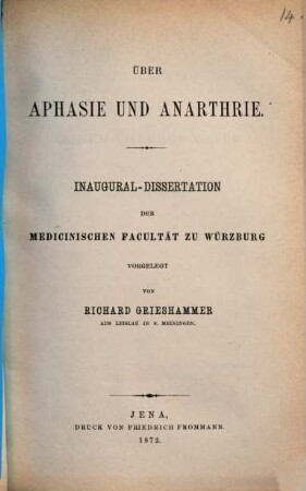Über Aphasie und Anarthrie