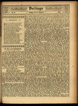 Zweite Ausgabe vom Sonntag, den 12. September 1920.
