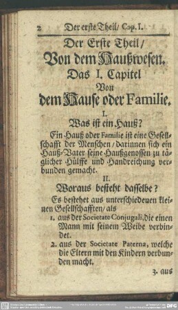 Der Erste Theil, Von dem Haußwesen