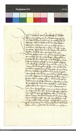 Lehenvollmacht Michaels von Sternberg für Martin Beltz zum Empfang seiner fuldischen Lehen bei Wilhelm [Hartmann von Klauer zu Wohra], Abt von Fulda