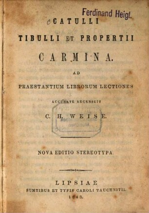 Catulli, Tibulli, Propertii carmina