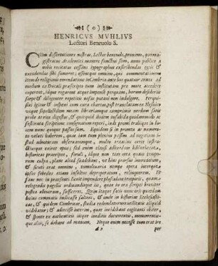 Henricvs Mvhlivs Lectori Beneuolo S.