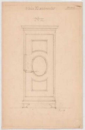 Thiersch, Friedrich von; München; Justizpalast - Kleiderschrank (Ansicht, Schnitt)