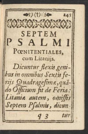 Septem Psalmi Poenitentiales, cum Litaniis