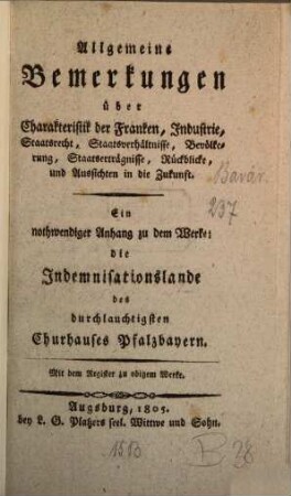 Allgemeine Bemerkungen über die Charakteristik der Franken
