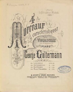 4 morceaux caractéristiques pour violoncelle avec accompagnement de piano : Op. 48, 1. Légende