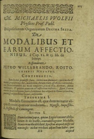 Michaelis Wolfii ... de modalibus et earum affectionibus : e Cap. 12 et 13 lib. de Interpr.