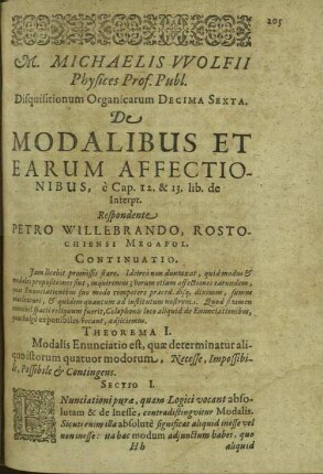 Michaelis Wolfii ... de modalibus et earum affectionibus : e Cap. 12 et 13 lib. de Interpr.