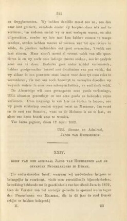 XXIV. Brief van den Admiraal Jacob van Heemskerck aan de gevangen Nederlanders in Demak