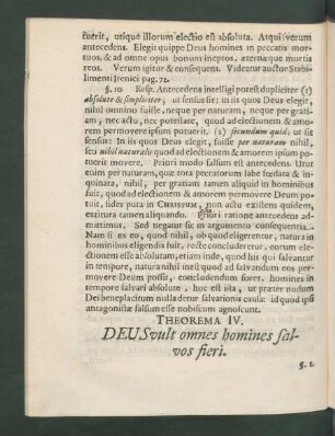 Theorema IV. Deus vult omnes homines salvos fieri.