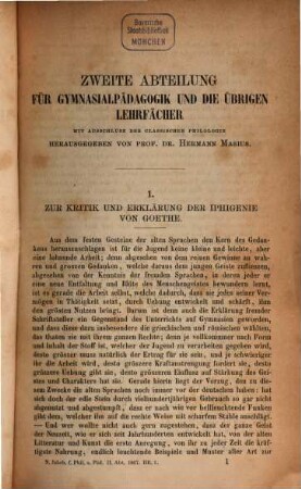 Neue Jahrbücher für Philologie und Pädagogik. 96 = Jg. 37 = Jg. 13. 1867