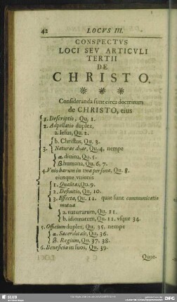 Conspectus Loci Seu Articuli Tertii De Christo
