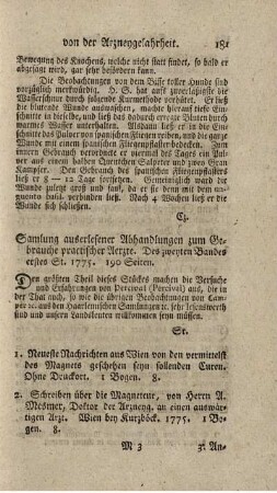 Schreiben an einen auswärtigen Arzt über die Magnetkur.