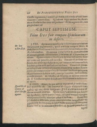 Caput Septimum. Filius Dei fuit tempore Israelitarum in deserto