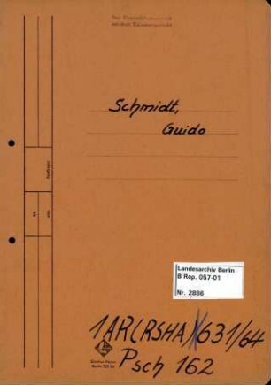 Personenheft Guido Schmidt (*19.01.1890), Senatspräsident beim Bundesgerichtshof i.R.