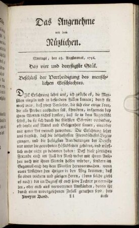 Das vier und dreyßigste Stück. Montags, den 23. Augustmonat, 1756.