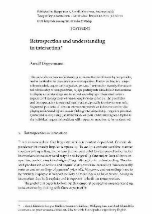 Retrospection and understanding in interaction
