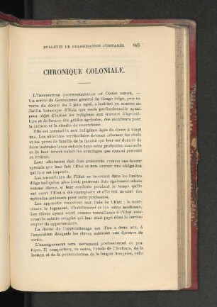 Chronique Coloniale.