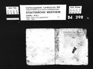 Lehenbuch über Würzburg, Heidingsfeld, Höchberg, Dürrbach, Gaubüttelbrunn (mit Vornamenregister)
