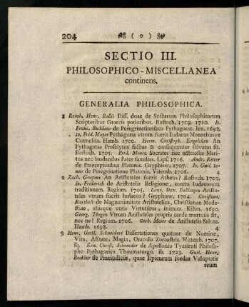 204-240, Sectio III. Philosophico-Miscellanea continens.