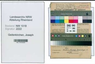 Entnazifizierung Joseph Geilenkirchen , geb. 02.05.1904 (Laborant)