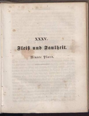 XXXV. Fleiß und Faulheit. Neunte Platte.