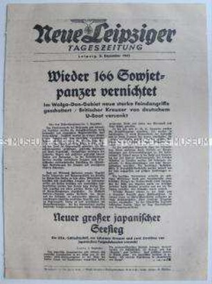 Extrablatt der "Neuen Leipziger Tageszeitung" u.a. zu Kampfhandlungen im Wolga-Don-Gebiet