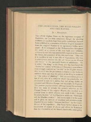 The Amir's Paean, the Mitai Valley and the Kafirs.