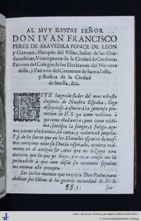 Al muy ilustre señor Don Juan Francisco…