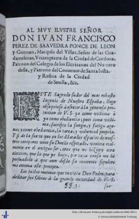 Al muy ilustre señor Don Juan Francisco…