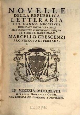 Novelle della repubblica letteraria. 1748