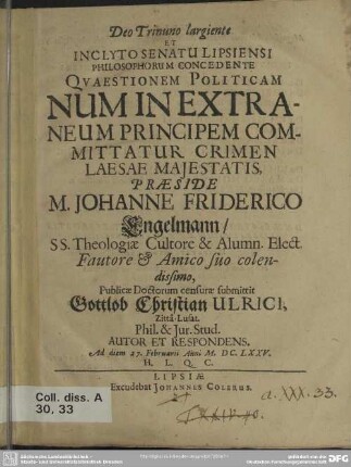 Quaestionem politicam num in extraneum principem commitatur crimen laesae majestatis