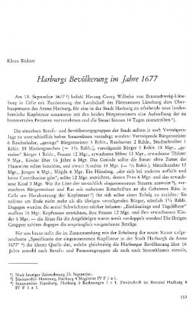 Harburgs Bevölkerung im Jahre 1677