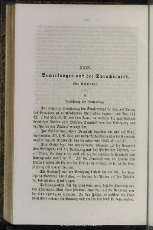 XXIX. Bemerkungen aus der Spruchpraxis