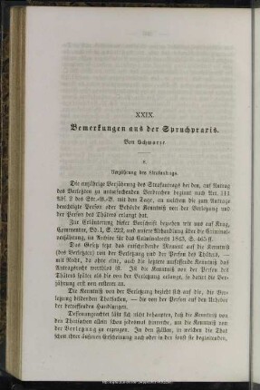 XXIX. Bemerkungen aus der Spruchpraxis